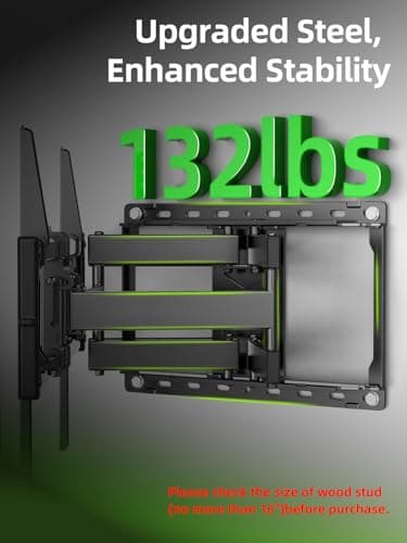 USX Mount Full Motion TV Wall Mount for Most 42-90 inch Flat Screen/LED/4K, TV Mount Bracket Dual Swivel Articulating Tilt 6 Arms, Max 16" Wood Studs, VESA 600x400mm, Holds up to 132lbs — view 2