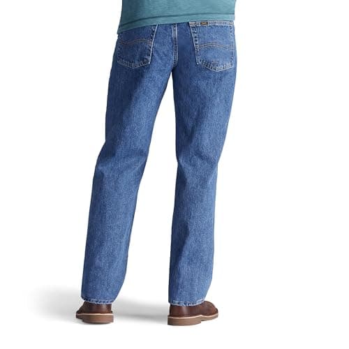Lee Men's Relaxed Fit Straight Leg Jean, Medium Stone, 38W x 32L