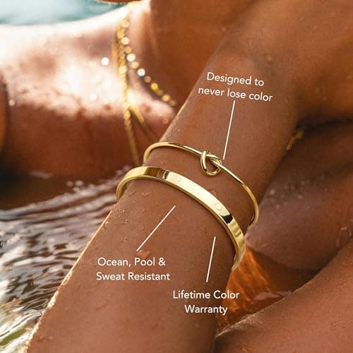 Gokeey Gold Cuff Bracelets for Women Trendy Waterproof, 14K Gold Plated Chunky Gold Bangles Beaded Bracelet for Women Fashion Accessories, Stackable Rope Forever Love Knot Infinity Paperclip Cuban Twist Bracelets Stack Set Bold Vintage Statement Jewelry — view 5
