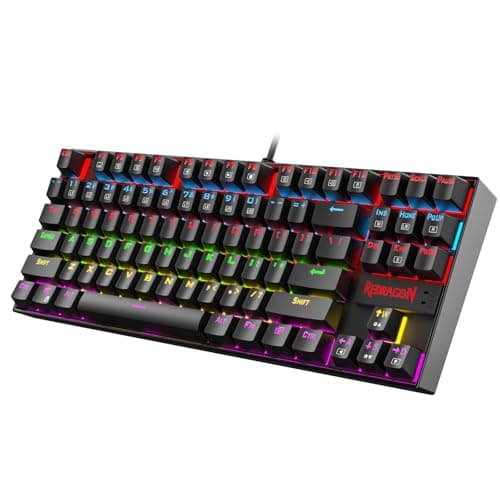 Redragon K552 Mechanical Gaming Keyboard, 87-Key Compact, LED Gaming Keyboard with Red Switches, Anti-Ghosting, Metal Frame for PC Gaming & Typing, Beginner-Friendly (Black)