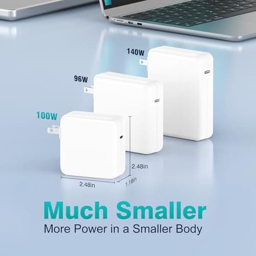 Charger for MacBook Pro 16 14 inch MacBook Air 15 13 inch 2025 2024 2023 2022 2021 2020 2019 M4 M3 M2 M1, Super Compact 100W USB C Laptop Power Adapter, 6.6FT USB-C Braided Cable, Original Quality — view 4