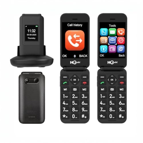 SilisoundTek Upgraded Unlocked Flip Phone, 2.8+1.5" Dual Screen Flip Phones for Seniors, SOS Button丨Speed Dial丨Large Fonts丨Charging Dock丨1400mAh Battery | Big Buttons | Bluetooth | Camera