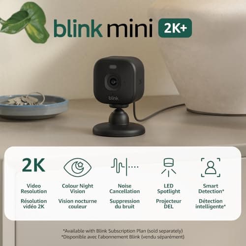 Blink Mini 2K+ (newest model) – Plug-in Home & Pet Security Camera with 2K video resolution, colour night vision, enhanced audio, motion detection – 2 cameras (Black) — view 6