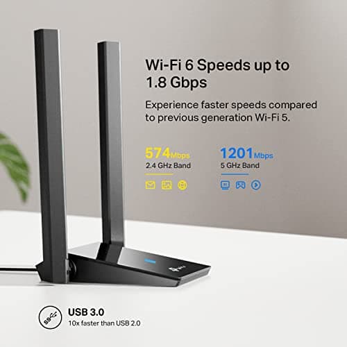 TP-Link WiFi 6 USB Adapter for Desktop PC - (Archer TX20U Plus) AX1800 Wireless Network Adapter with 2.4GHz, 5GHz, High Gain Dual Band 5dBi Antenna, WPA3, Supports Windows 11/10 — view 2