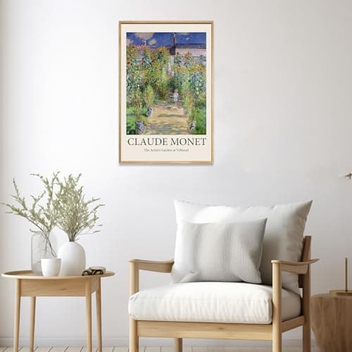 Eliko Claude Monet Framed Canvas Wall Art,The Artist's Garden at Vetheuil Painting Framed Wall Art, Impressionist Famous Oil Painting Reproductions for Living Room Office Classroom Wall Decor -16x24in — view 3