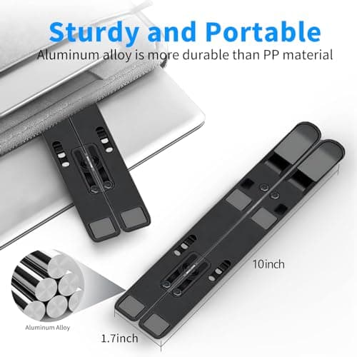 Leeboom Laptop Stand for Desk, Adjustable Foldable Aluminum Riser, Black — view 2