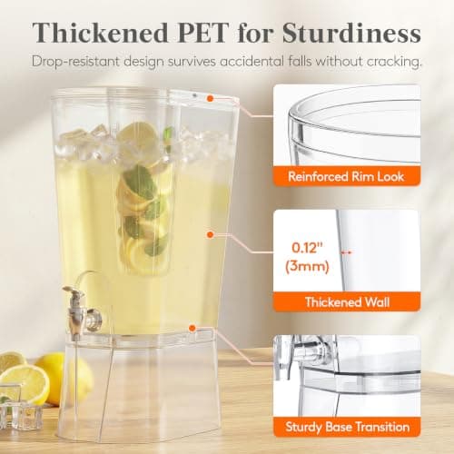 Lifewit 2 Gallon Drink Dispenser for Parties, Large Plastic Beverage Container with Fruit Infuser & Leak-Proof Spigot, BPA Free Water Pitcher for Juice/Tea/Lemonade - Ideal for Bar & Outdoor, 2 Pcs — view 4