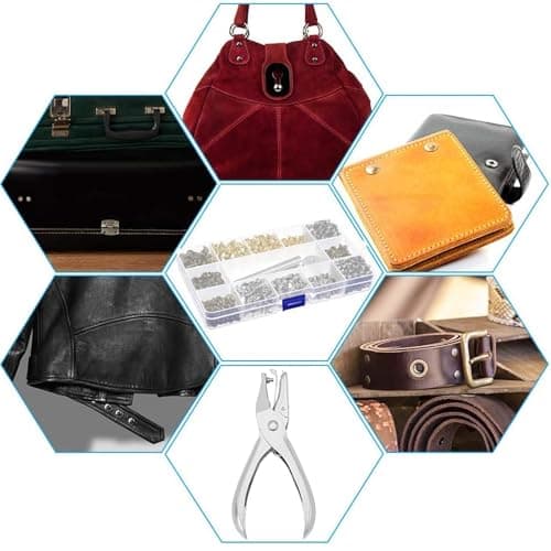 240 Sets Of Leather Rivets With Punch Pliers And Fixing Tools,Leather Rivets Double Cap Rivets Tubular Metal Rivets Leather Rivets Bag,Clothing,Shoes,Leather Craft (4 Colors And 3 Sizes) — view 5