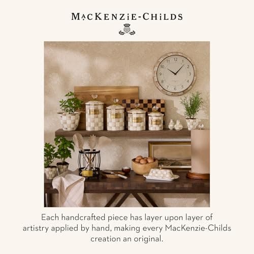 MACKENZIE-CHILDS Coffee French Press, Brown-and-White Mocha Check — view 5