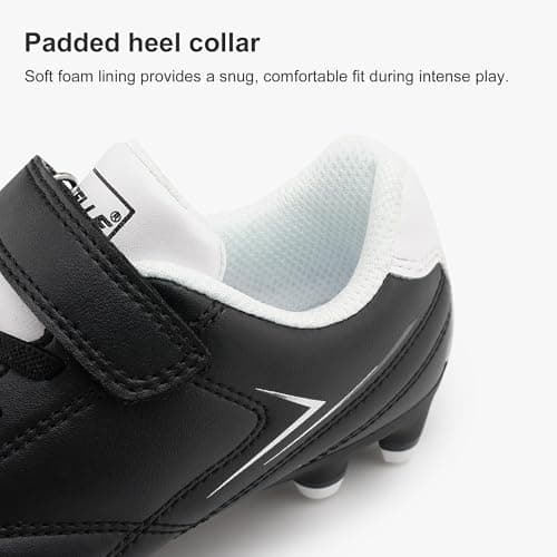 STELLE Kids Soccer Cleats Boys Girls Firm Ground Athletic Outdoor Football Soccer Shoes for Little/Big Kid(GCL005-Black,3ML) — view 6