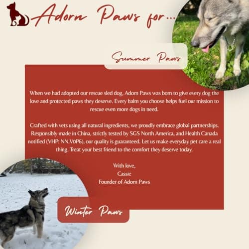 Natural Dog Paw & Nose Balm for Soft Paws | Paw Wax Lick-Safe & Lab-Tested | Protection for Dry, Cracked Paws and Nose | 2026 Formula | 1.76oz | AdornPaws
