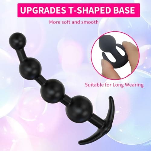 Aitomavalee 2PCS Silicone Anal Beads & Butt Plug Training Kit, Flexible Different Size Anal Balls, Prostate Massage Anus Dilator Dildo Adult Toys for Men Women Couples — view 4