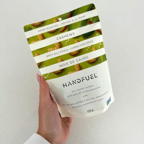 Handfuel Spicy Dill Pickle Cashews, Hand Roasted Salted Cashews, 7g of Protein, Proudly Canadian Made Plant Based Flavoured Nuts, Gluten Free - 120 Grams — view 4