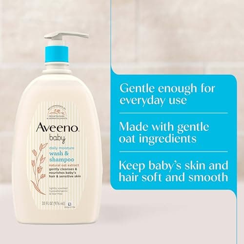 Aveeno Baby Daily Moisture Gentle Baby Body Wash and Shampoo with Oat Extract, 2-in-1 Baby Wash & Hair Shampoo, Tear-Free, pH Balanced for Sensitive Skin & Hair, Lightly Scented, Value Size 33 Fl Oz — view 3