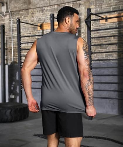 Boyzn Men's 3 Pack Workout Tank Tops Gym Athletic Muscle Tee Bodybuilding Fitness Sleeveless T-Shirts Black/Grey/Dark Grey-3P05-L — view 2