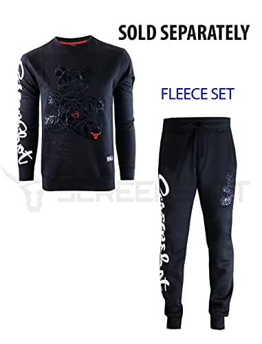 SCREENSHOT Mens Hip Hop Premium Classic Fit Urban Fleece Pants - Street Fashion Sweatpants Ribbed Wasteband with Drawstring, P1113-black/Black, Large — view 3