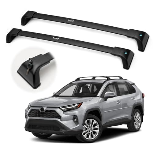 300LBS Lockable Roof Rack Cross Bars for Toyota RAV4 2019-2025 (Not Fit for Adventure/TRD Off-Road), Anti-Theft Design Heavy Duty Matte Aluminum Roof Rail Crossbars, Rooftop Cargo Carrier Luggage