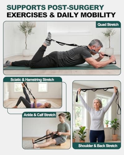 Trideer Stretching Strap Yoga Strap Physical Therapy for Home Workout, Exercise, Pilates and Gymnastics, 10 Loops Non-Elastic Stretch Bands with Aesthetic Packaging for Women & Men (Black) — view 5
