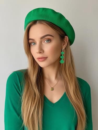 St. Patrick's Day Green Shamrocks Clover Earrings for Women,Good Luck Dangling Earrings,Irish St. Patrick's Day Decorations Accessories. — view 6