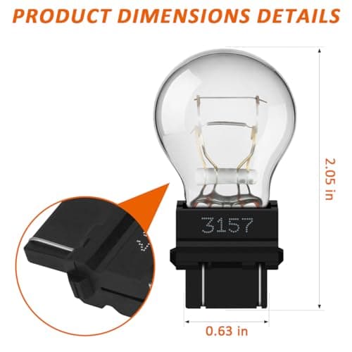 JIYIZO 3157 White Miniature Bulb for Brake & Turn Signal, 4157 Replacement