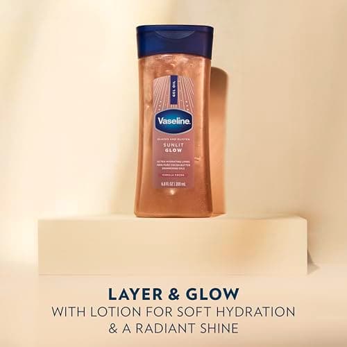 Vaseline Glazed and Glisten Sunlit Glow Body Gel Oil Vanilla Cocoa Shimmering with Ultra-Hydrating Lipids and 100% Pure Cocoa Butter, 6.8 Oz — view 3