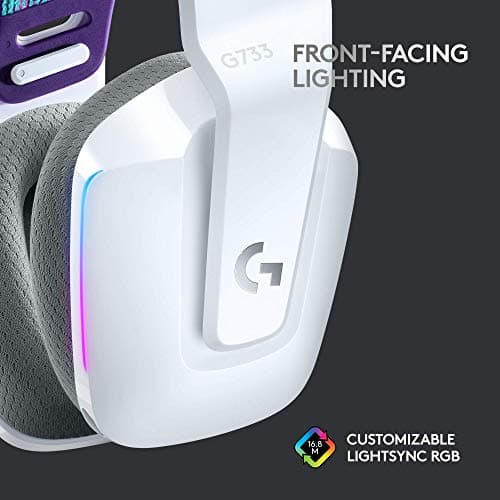 Logitech G733 Lightspeed Wireless Gaming Headset with Suspension Headband, LIGHTSYNC RGB, Blue VO!CE mic Technology and PRO-G Audio Drivers - White — view 3