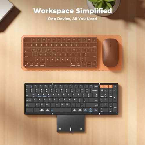 MEETION New Foldable Bluetooth Keyboard with Touchpad, Portable Wireless Keyboard with Numeric Keypad, Full-Size Rechargeable Business Travel for iPad Phone Laptop PC iOS, 2026 New Upgrade — view 3