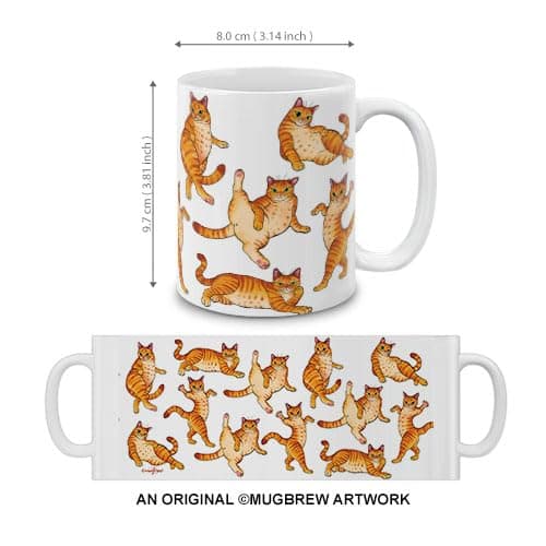 MUGBREW Orange Tabby Cat Funny Playful Postures Ceramic Coffee Mug Tea Cup, 11 OZ — view 3