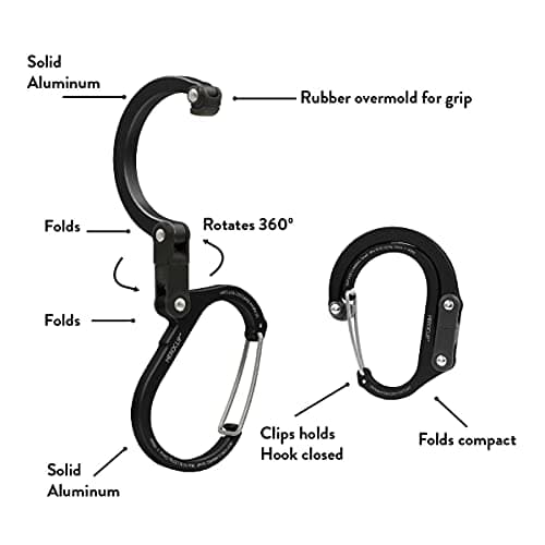 GEAR AID HEROCLIP Carabiner Clip and Hook (Small) for Purse, Stroller, and Backpack, Forest Green — view 2