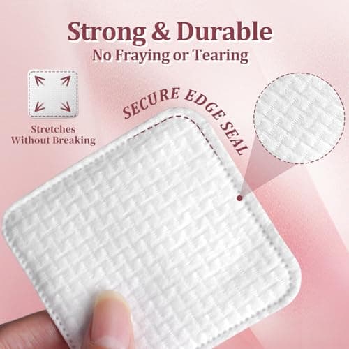 Vexlytra Large Cotton Pads for Face(150 count), Soft & Lint-Free Cotton Squares with Pressed Seam Design, Durable Cotton Rounds for Facial Cleansing and Makeup Removal, Gentle on Sensitive Skin & Eyes — view 3