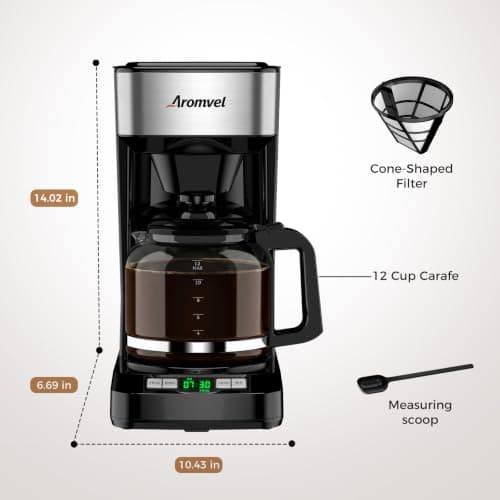 Aromvel 12 Cup Programmable Coffee Maker, 24-Hour Delay Brew, Drip Coffee — view 8