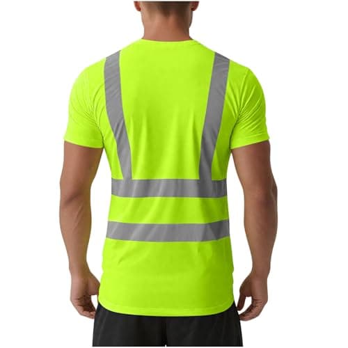 High Visibility Shirts for Men Women Short Sleeve Safety T-Shirts Class 3 Hi Vis Reflective Construction Work Shirt — view 4