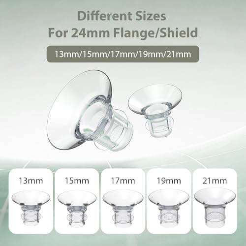 10PCS Flange Sizing Kit 13/15/17/19/21mm for Momcozy M5/M6/M9/S9 Pro/S12 Pro/V1 Pro/Medela/Spectra/Lansinoh/Elvie/Eufy 24mm Flange/Shield, Silicone Flange Inserts Replacement Kit — view 4