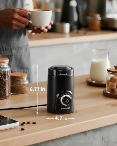 SHARDOR Electric Coffee Grinder, 70g Large Capacity Spice Grinder with Visual Timing Knob for Precise Grind, Quiet Coffee Bean Grinder for Espresso, French Press, Herbs and Grains, Black — view 5