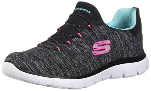 Skechers womens SUMMITS-QUICK GETAWAY Fashion Sneakers, BLACK/LIGHT BLUE/ PINK, 8 US