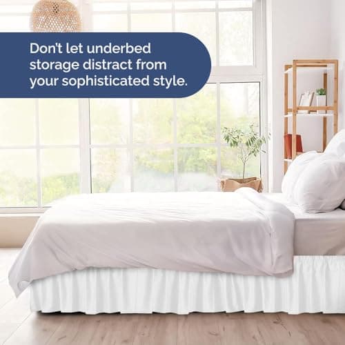 Wrap Around Dust Ruffle Bed Skirt, Queen Size Beds - 12 Inch Drop, White — view 7