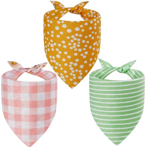Agroon Spring Dog Bandanas Small 3PCS, 6 Pattern Summer Floral Scarf for Boy and Girl, Triangle Reversible Bibs Breed for Puppy Pets