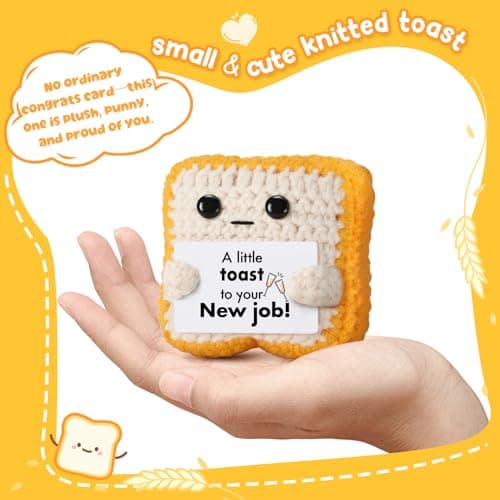 Crochet Toast New Job Gifts for Women, Men – Handmade Congratulations Gifts for Coworker, Friend, Son, Daughter, Employee, Boss – Funny Promotion, Career Change or, Leaving Workor Present Decor — view 2