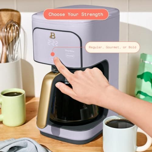 12 Cup Programmable Coffee Maker, 24 Hour Auto Brew, Touch Display, Bold Strength Control, Glass Carafe, Reusable Filter, Auto Shut Off (Lavender) — view 2