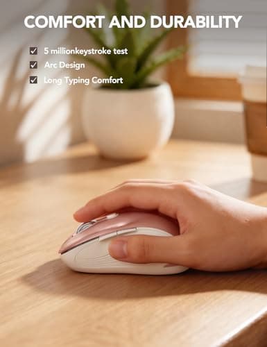 Trueque Wireless Mouse for Laptop, 2.4GHz Ergonomic Computer Mouse with Back & Forward Buttons, 3 Adjustable DPI Levels, 6 Buttons, Optical USB Cordless Mice for Windows PC, M01 (Rose Gold) — view 3