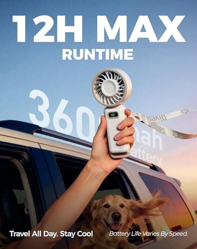 Diveblues Portable Turbo Fan, 100 Speed Handheld Fan with Strong Airflow, Foldable 4 in 1 Personal Fan for Neck, Desk & Travel, USB-C Rechargeable, Lightweight for Summer, Concerts & Outdoor Use — view 4