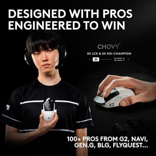 Logitech G PRO X2 SUPERSTRIKE Wireless Gaming Mouse: Customizable Rapid Trigger Magnetic Analog Switches, Adjustable Click Haptics, 61g Ultra Lightweight, USB-C, <8K Polling, for PC/Mac - Black/White — view 8