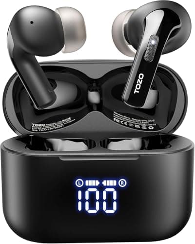 TOZO T20 Wireless Earbuds, Bluetooth 5.3 Headphones with 97H Playtime, IPX8 Waterproof, Dual Mic ENC Call Noise Cancelling, Deep Bass Sound, LED Display, Wireless Charging Case