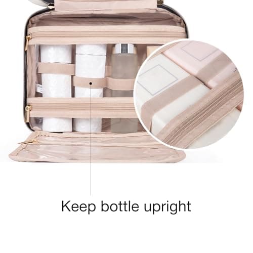 BAGSMART Large Toiletry Bag Travel Bag with Hanging Hook, Water-resistant Makeup Cosmetic Bag Travel Organizer for Accessories, Shampoo, Full Sized Container, Toiletries — view 2