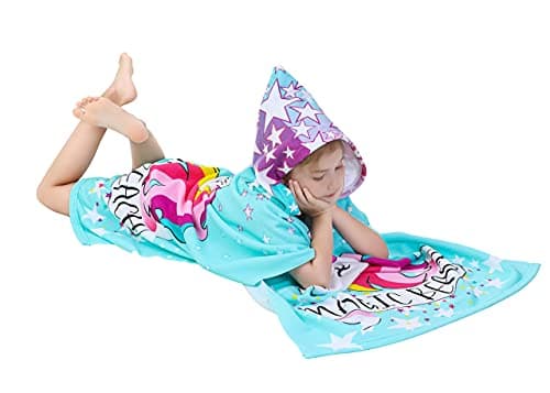 Athaelay Unicorn Poncho Towel for Girls Ultra Soft Swimsuit Cover-ups for Ages 3 to 10 Years Big Kids Bath Beach and Pool — view 2
