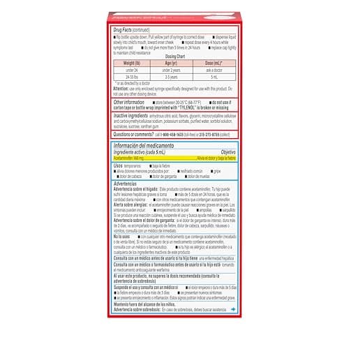 Infants’ Tylenol Dye Free Acetaminophen, Free of Alcohol, Aspirin and Ibuprofen, Oral Suspension, Pain Relief, Fever Reducer, Includes SimpleMeasure Dosing Syringe, Cherry Flavor, 2 Fl Oz — view 8