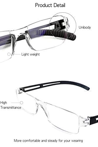 LifeArt Blue Light Blocking Reading Glasses, 4-Pack Men’s and Women’s Rectangular Frame, Anti-Reflective Lenses, +2.50 Magnification