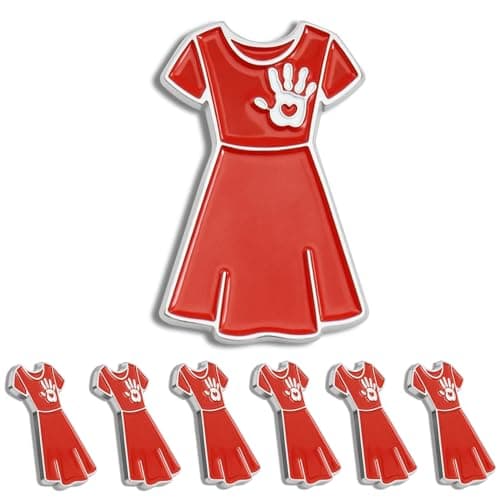 10/pcs Silver Plated Red Dress Day Lapel pins Bulk Support murdered and missing Indigenous women and girls Awareness Month Jewelry Gift