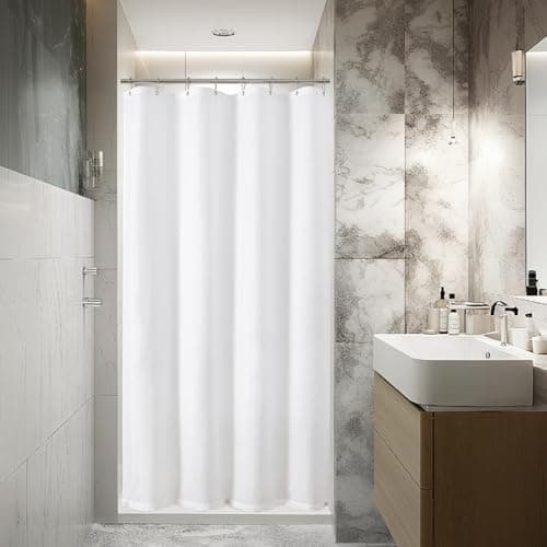 eachope Stall Waterproof Fabric Shower Curtain Liner with 3 Heavy-Duty Magnets - Washable Cloth Shower Liner with Rustproof Grommets,White Hotel Quality Lightweight Shower Curtain,54x78 inches