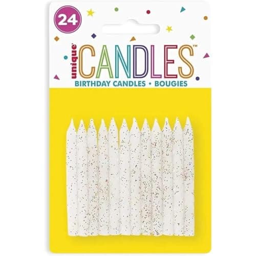 Stunning White & Glitter Spiral Birthday Candles - Pack of 24 - Dazzle Your Celebrations with These Gorgeous and Long-Lasting Party Candles — view 4
